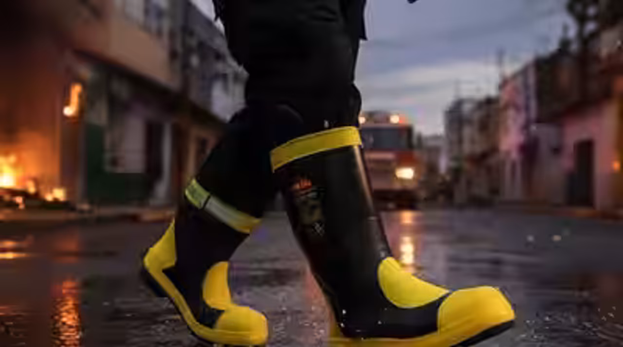 Bota de bombero estructural, de caucho para HAZMAT o forestal certificada NFPA 1971