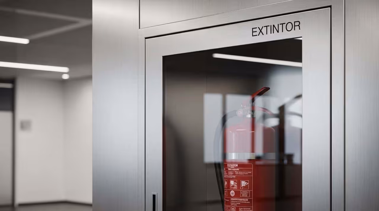 Extintor certificado MESECI: polvo químico seco, CO2, agua, espuma AFFF o agente limpio