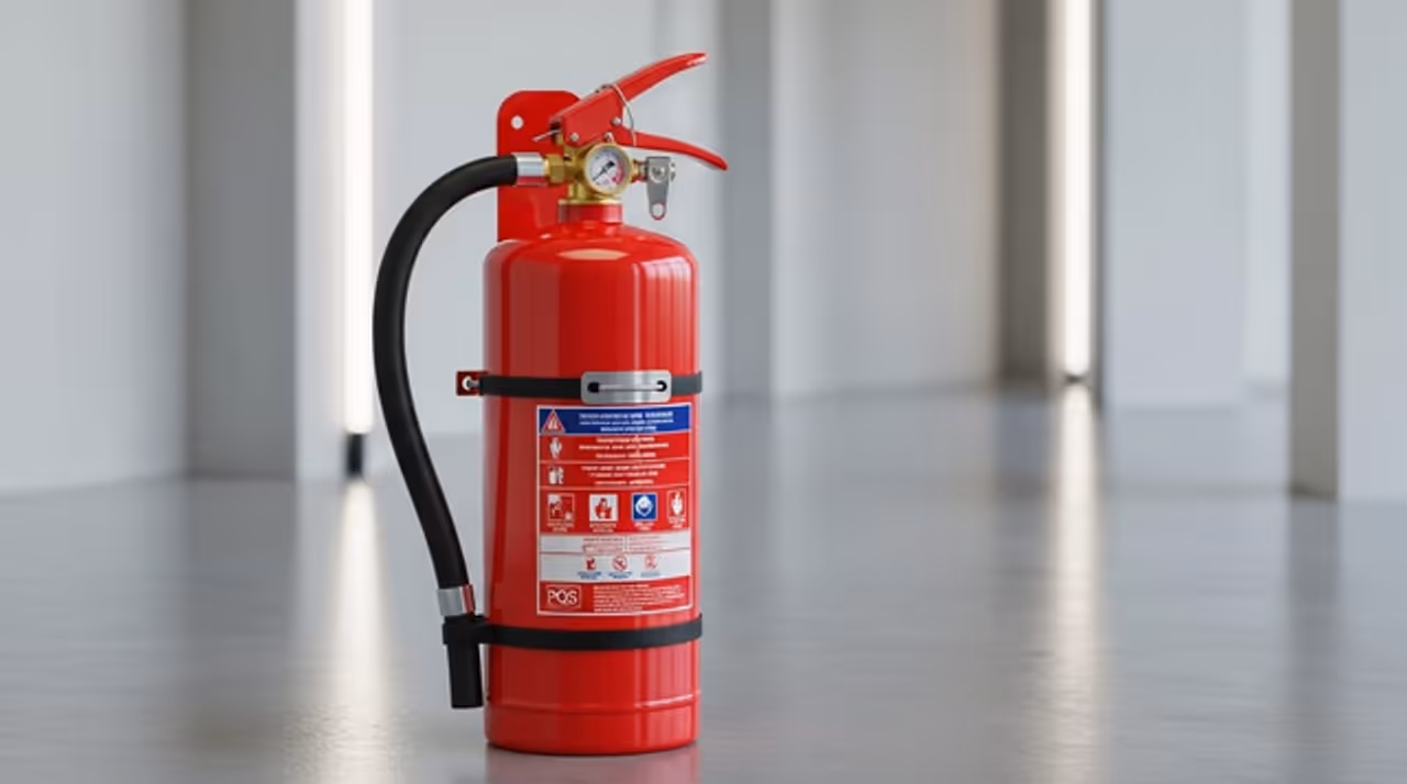 Extintor contra incendios clasificado por tipo de agente extintor (ABC, CO2, agua, espuma AFFF, agente limpio, automático)