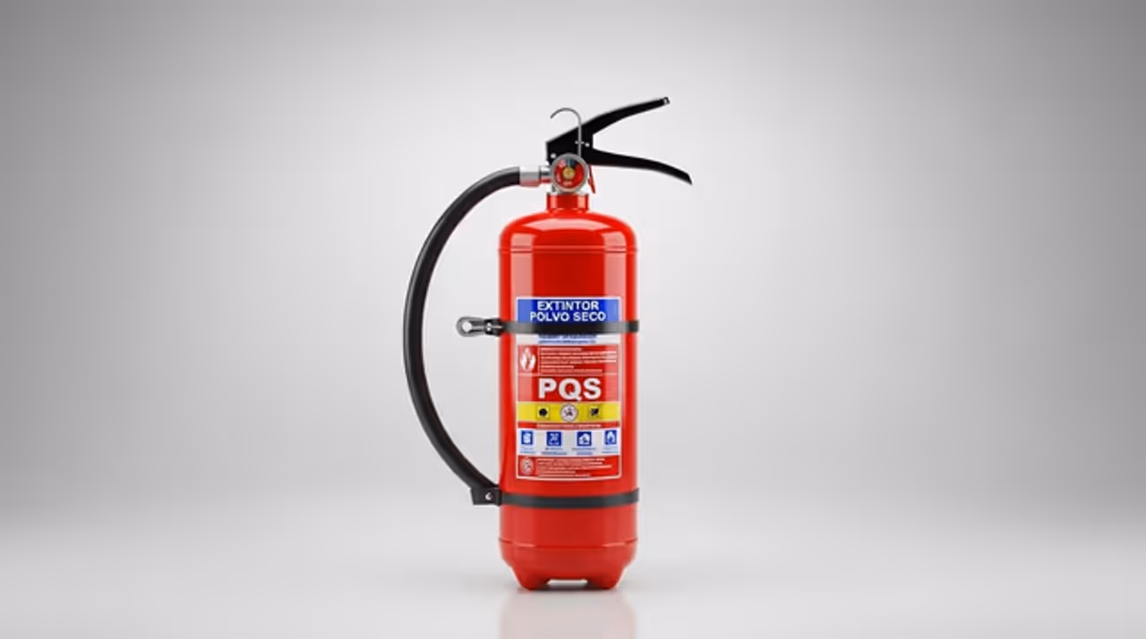Extintor contra incendios clasificado por tipo de agente extintor (ABC, CO2, agua, espuma AFFF, agente limpio, automático)