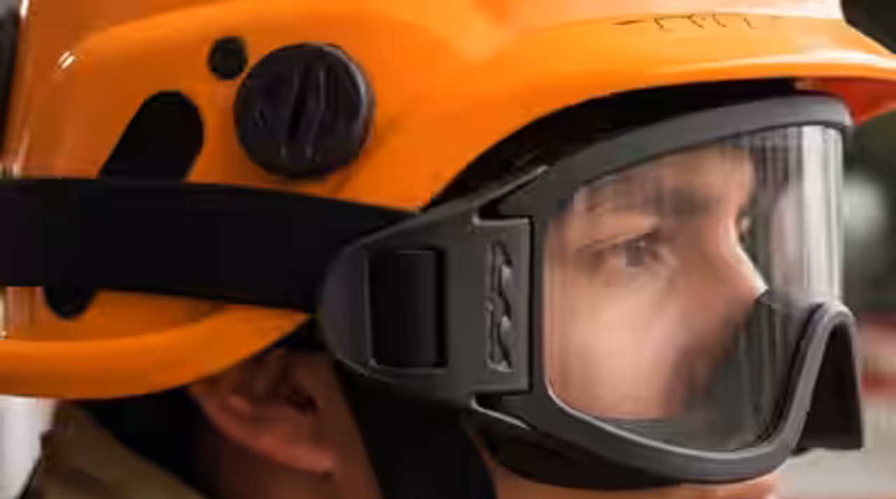 Gafas o goggle de protección ocular para bombero, compatible con casco estructural o forestal