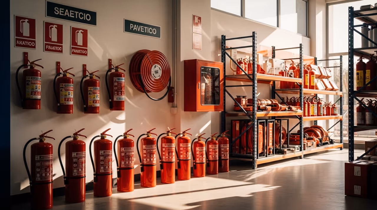 Técnico realizando un servicio de protección contra incendios (mantenimiento, prueba hidrostática, recarga, instalación o capacitación)